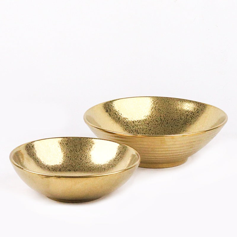 طقم جاط فواكه هندي ذهبي مدور 2 قطع