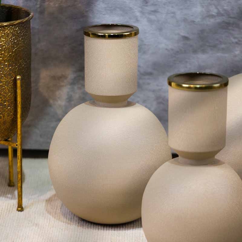 فازة نحاس هندي لون بيج طابة 47سم