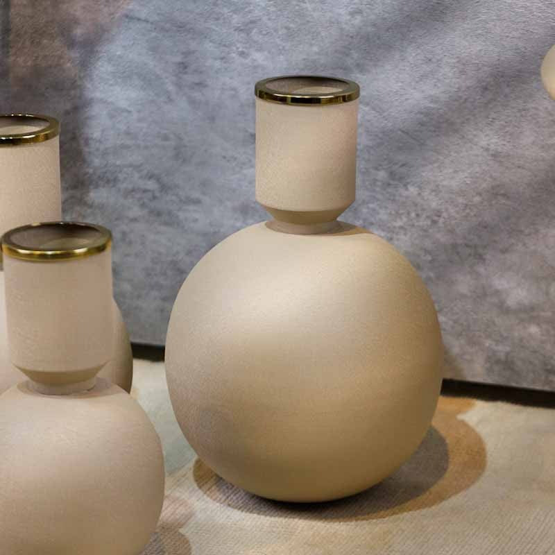 فازة نحاس هندي لون بيج طابة 40سم