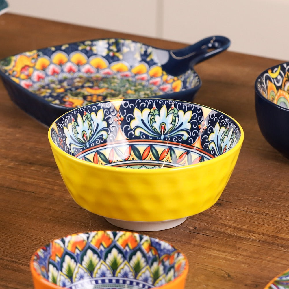 وعاء سلطة بورسلان مزخرف ملوّن 6.25 إنش