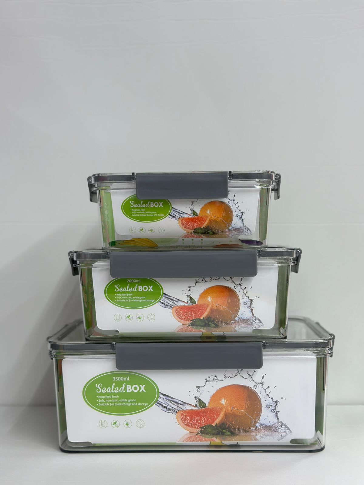 סט 3 קופסאות פלסטיק עם מכסים אטומים 25*16 ס"מ