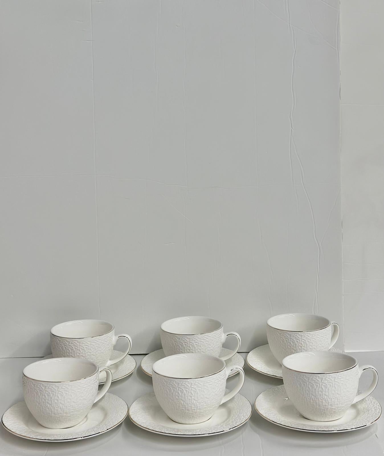 סט כוסות תה קלאסי לבן מפורצלן 6/6