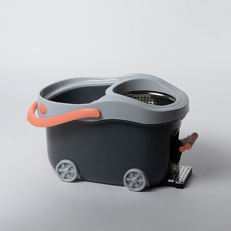 מגב סחיטה עם דוושה, דלי וסל מנירוסטה