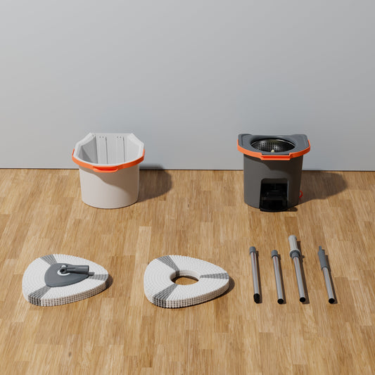 طقم ممسحة دوّارة مزدوجة بدواسة عملية