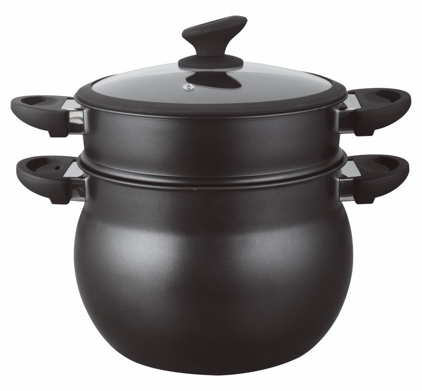 סיר קוסקוס ואידוי 12.7 ליטר 20.5*28 סמ FORGED שחור