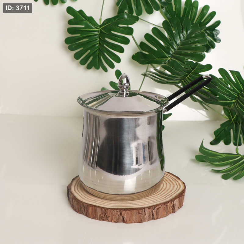 غلاية قهوة ستانلس سعة 1100 مل + غطاء مقاس 13 + مقبض سيليكون