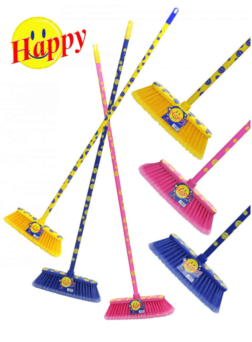 مكنسة مع عصا ملونة 120 سمHAPPY