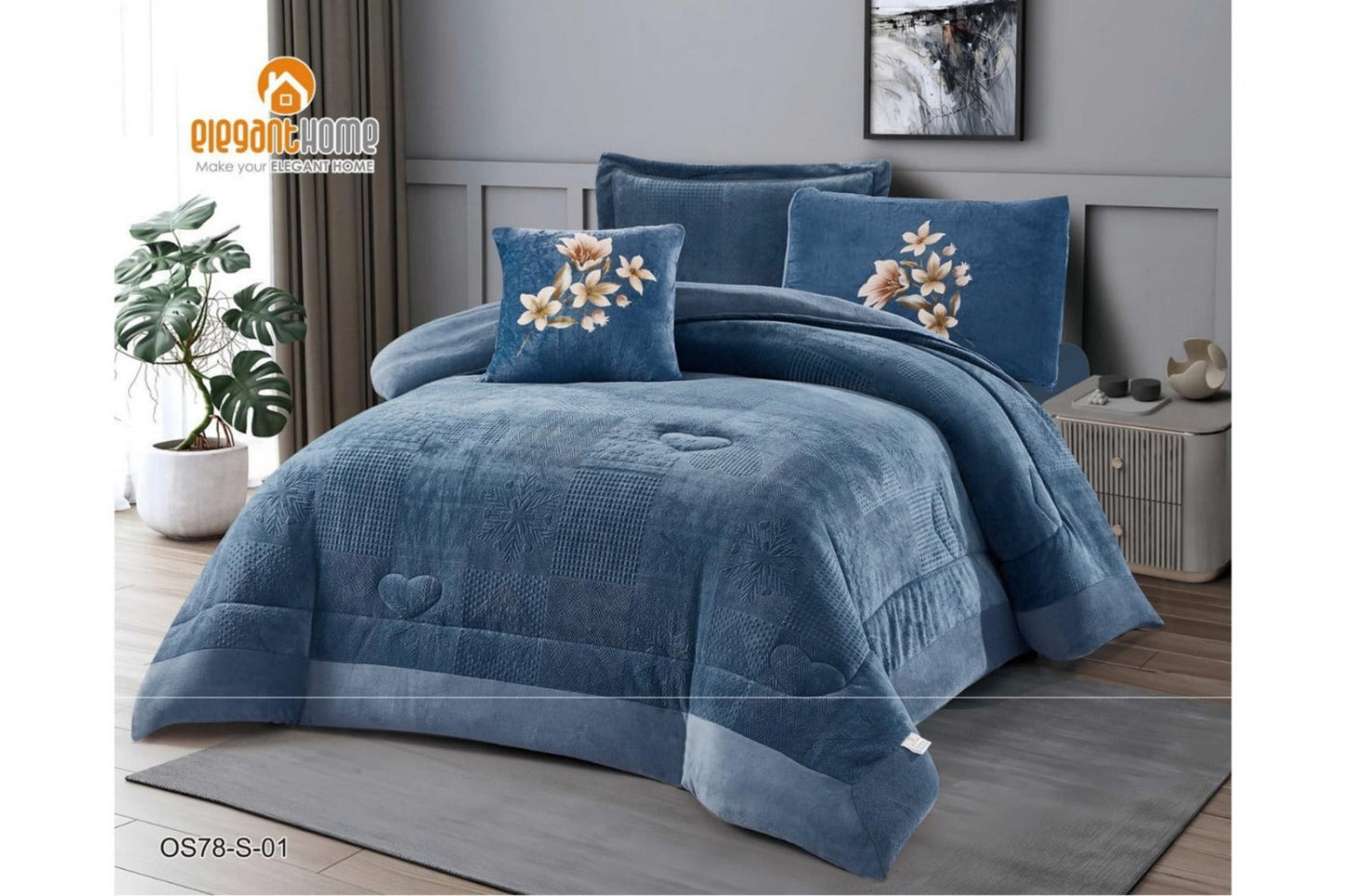 Blue طقم لحاف شتوي مفرد 5 قطع