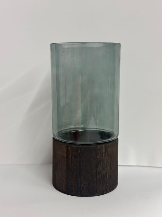 مزهرية مع قاعدة خشبية منفصلة 12×25 سم