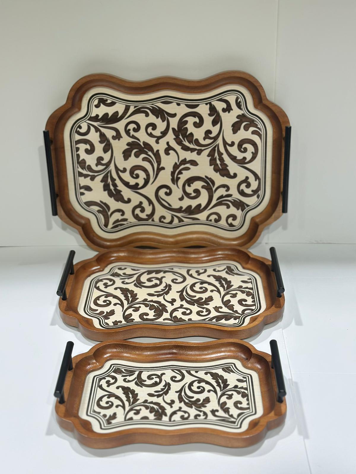 طقم 3 صواني بتصميم تراثي