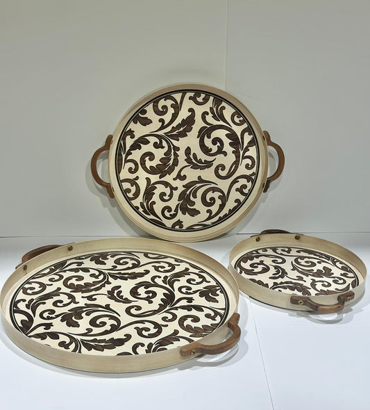 طقم 3 صواني بتصميم تراثي
