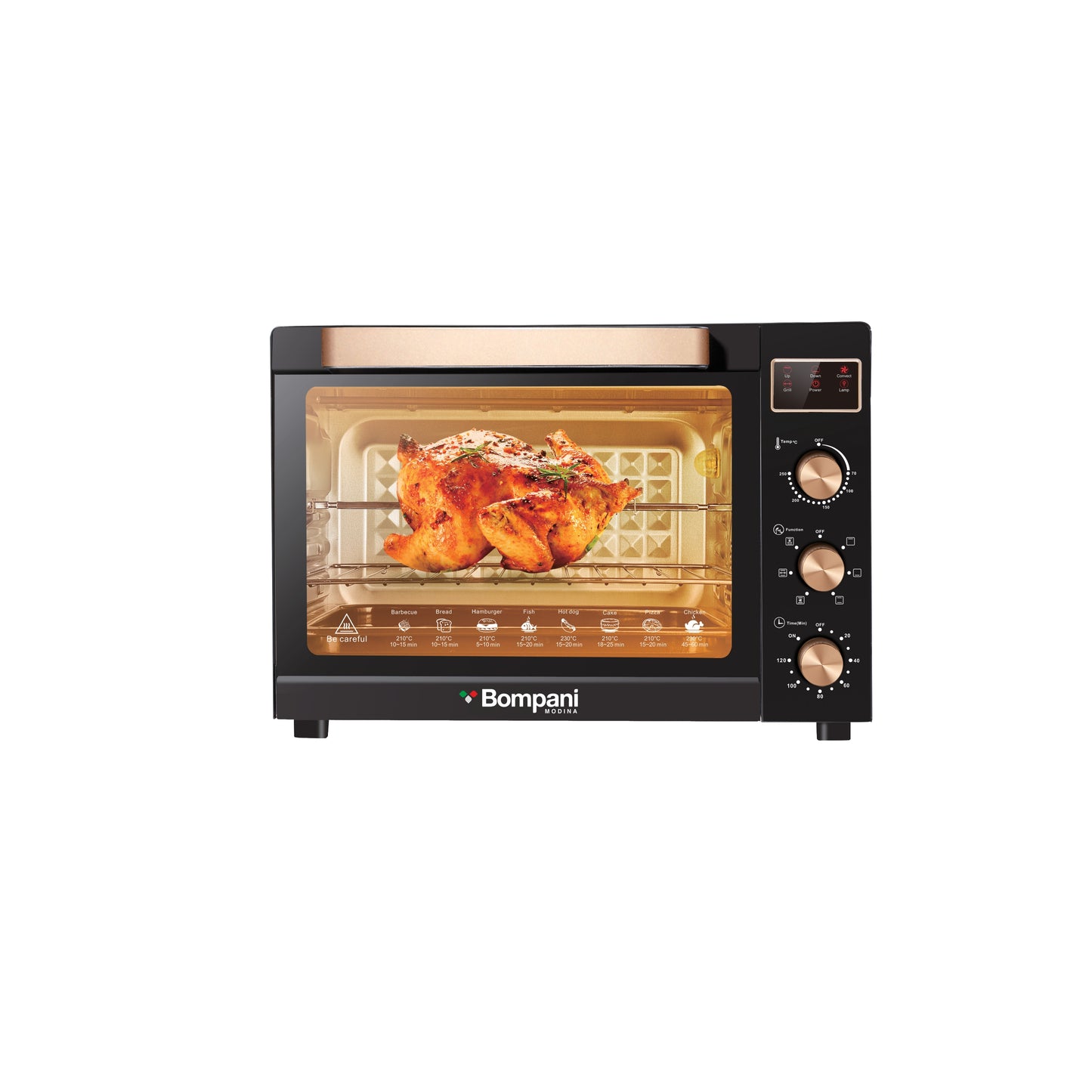 תנור גריל טורבו 30 ליטר, שחור מוזהב.