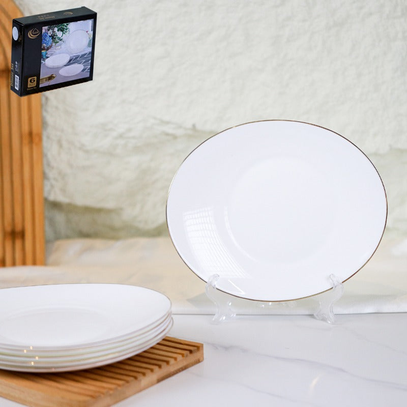 طقم صحون فواكه اوبال 6 قطع 8.5" بيضوي خط ذهبي