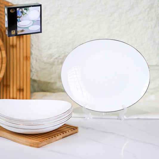 طقم صحون اوبال 7 قطع 10.5"/9" خط ذهبي بيضوي