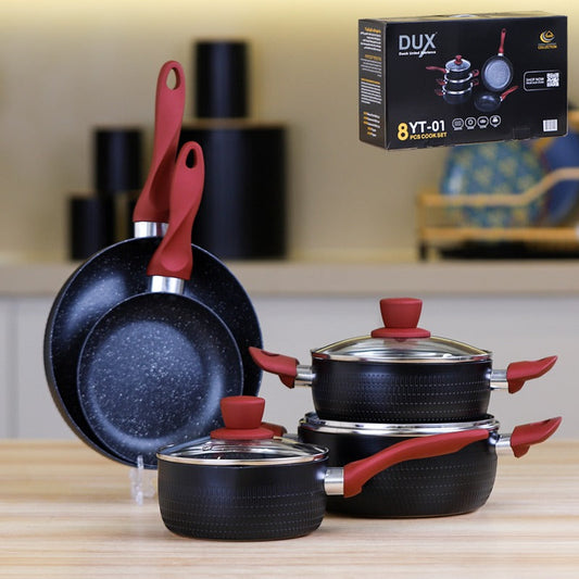 طقم طناجر 8 قطع جرانيت اسود يد بوردو