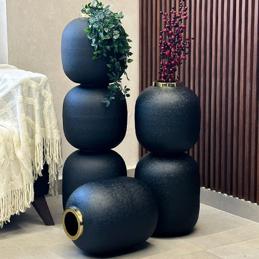 فازة نحاس هندي طابتين لون اسود 65سم