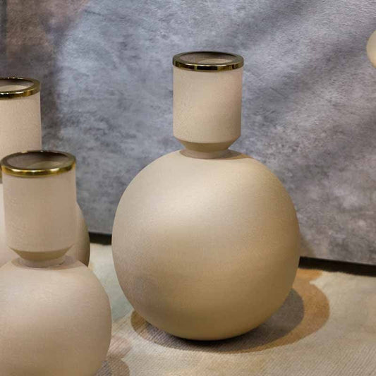 فازة نحاس هندي لون بيج طابة 40سم