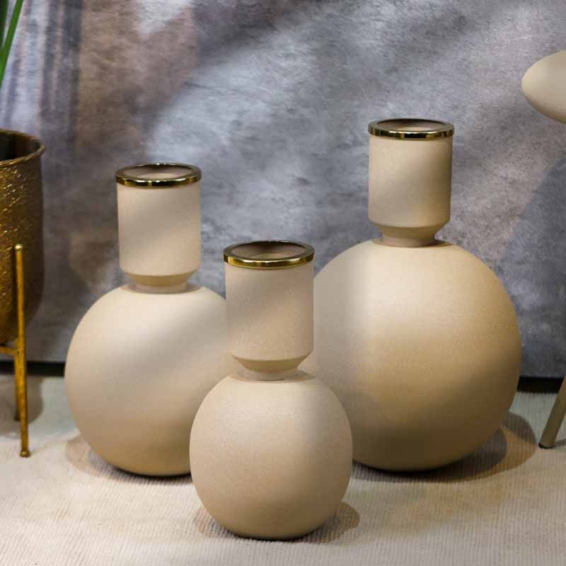 فازة نحاس هندي لون بيج طابة 36سم