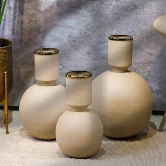 فازة نحاس هندي لون بيج طابة 36سم