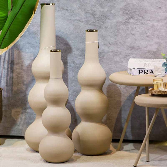 فازة نحاس هندي لون بيج 3 طابات 83سم