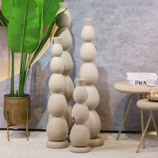 فازة نحاس هندي لون بيج طابات بيضوي 114سم