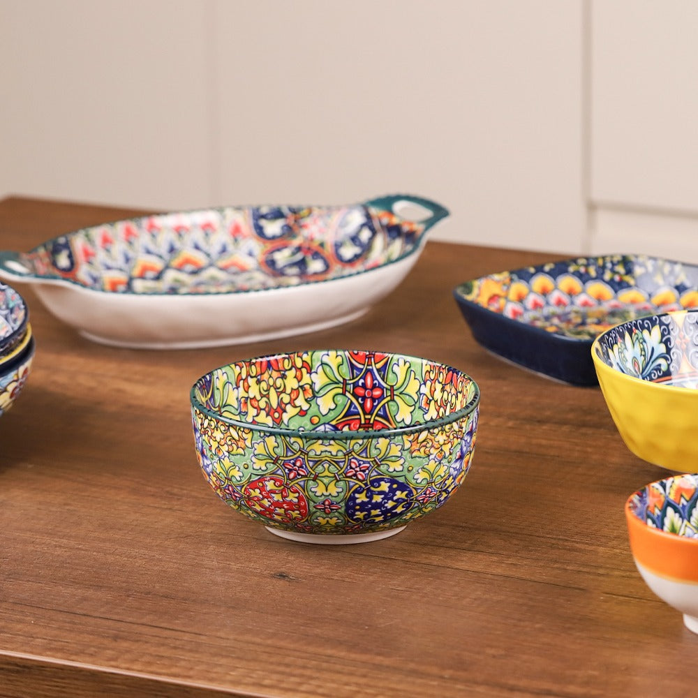 وعاء سلطة بورسلان مزخرف ملوّن 6 إنش