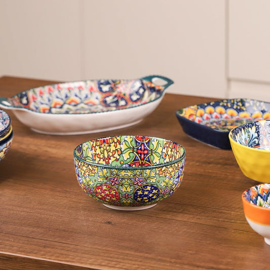 وعاء سلطة بورسلان مزخرف ملوّن 6 إنش