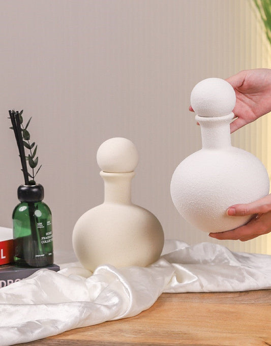 فازة بغطاء كروي 25 سم أبيض/بيج