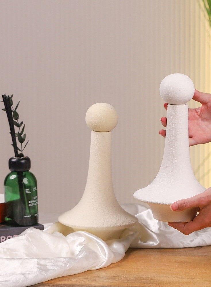 فازة بغطاء كروي 23 سم أبيض/بيج