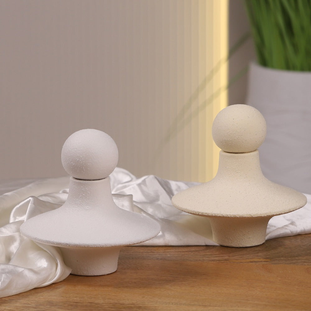 فازة بغطاء كروي 16 سم أبيض/بيج