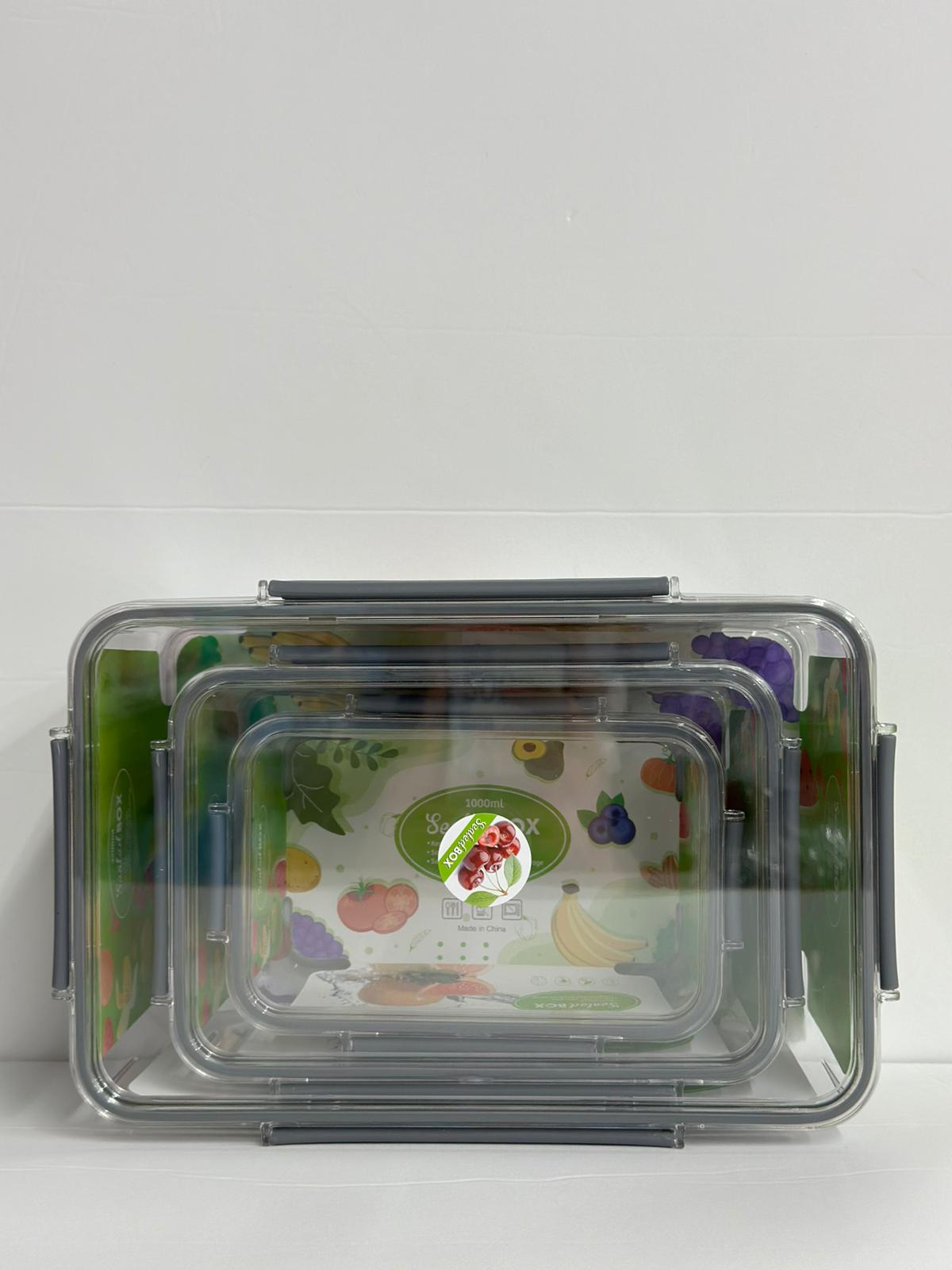 طقم 3 علب بلاستيك أغطية محكمة الاغلاق 25*16سم