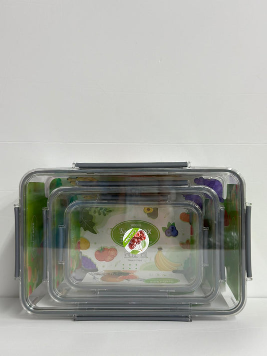 طقم 3 علب بلاستيك أغطية محكمة الاغلاق 25*16سم