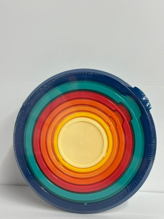 طقم 7 علب بلاستيك ملونة دائرية 23×9.5