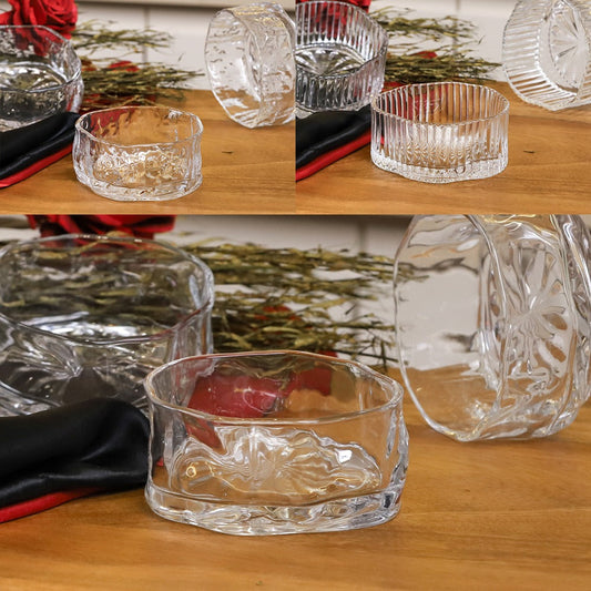 طقم صحون للمكسرات زجاج مدور