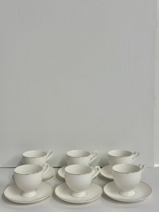 طقم فناجين قهوة بورسلان بخطوط ناعمة وقاعدة مرتفعة 6/6