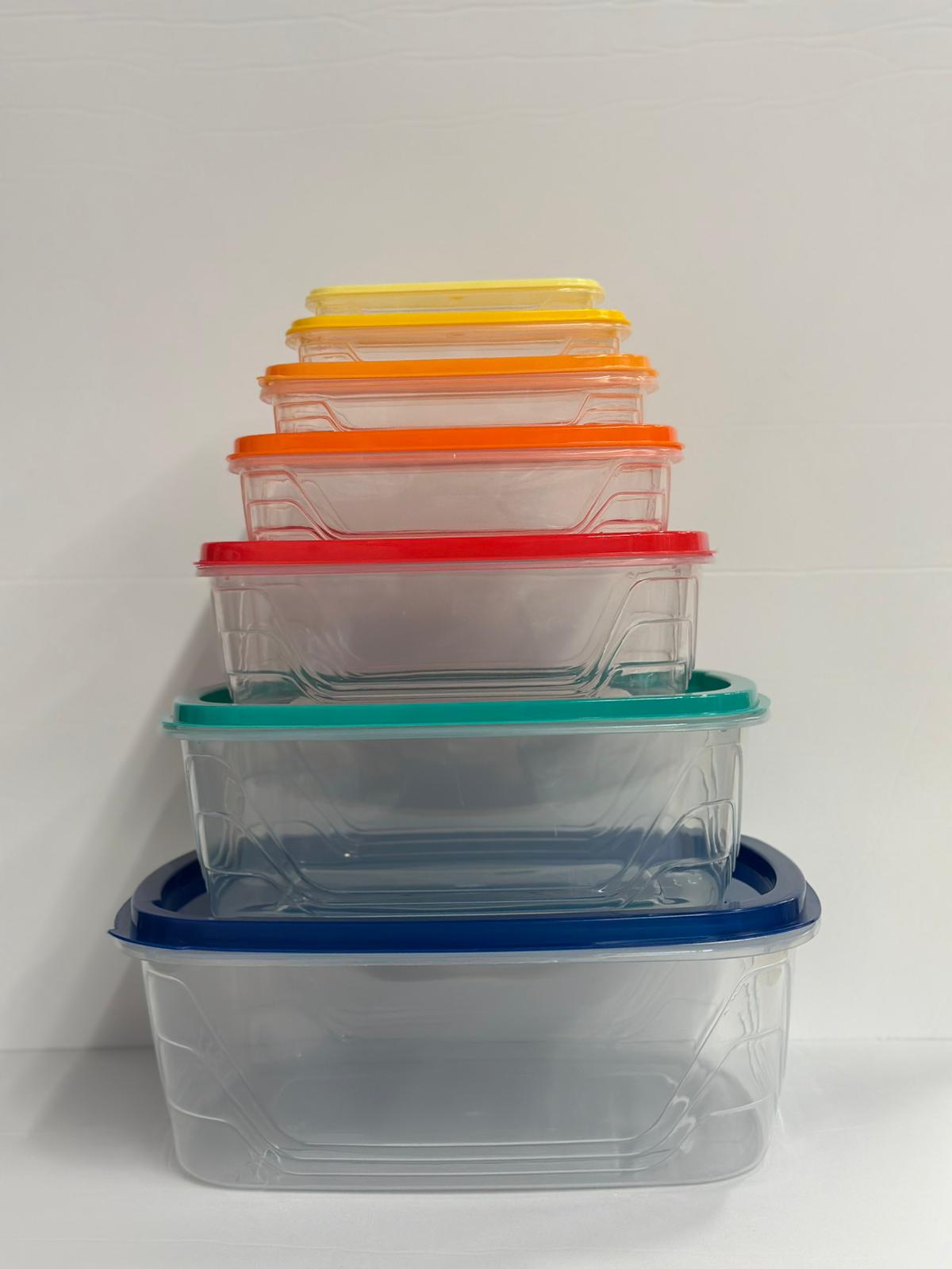 סט 7 קופסאות פלסטיק מלבניים צבעוניים 26.5×19.5×10