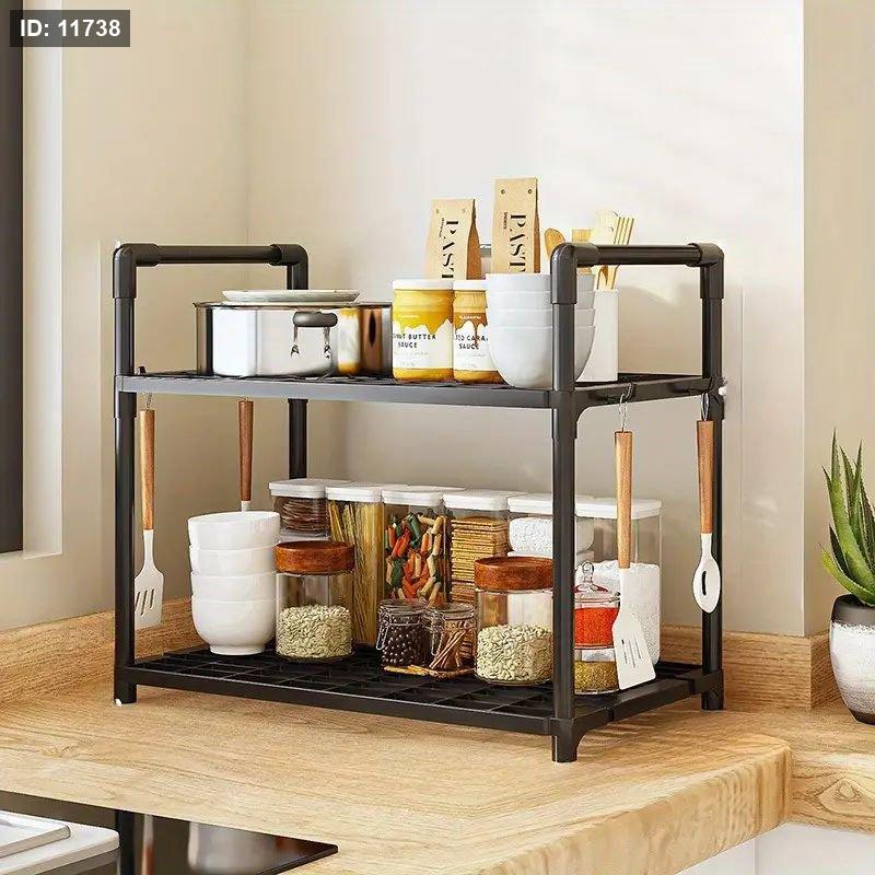 ستاند 2 رفوف من البلاستيك الملون للمطبخ