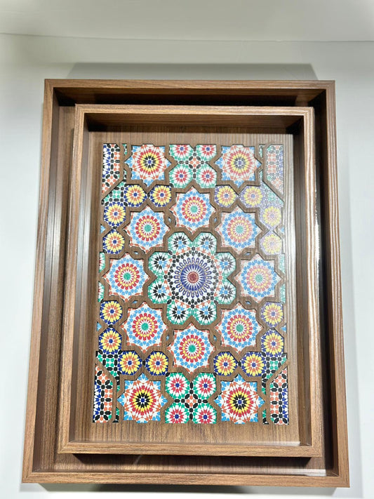 סט מגשי עץ עם ידיות עיצוב אנדלוסי