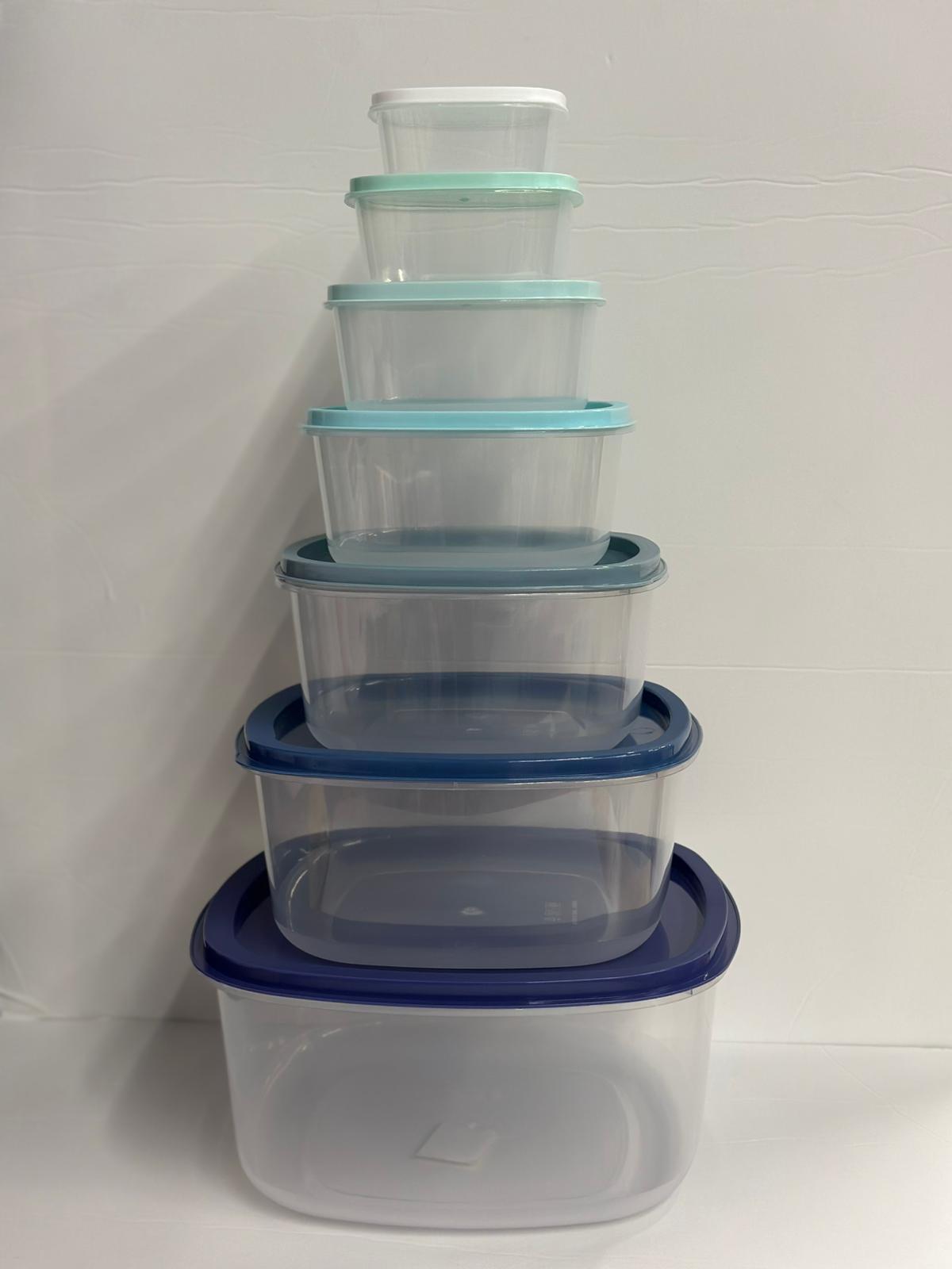 طقم 7 علب بلاستيك مربعة 24×24×10