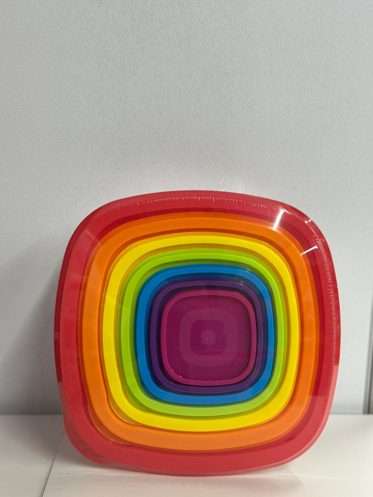 סט 7 קופסאות פלסטיק צבעוניים מרובעים 24×24×10