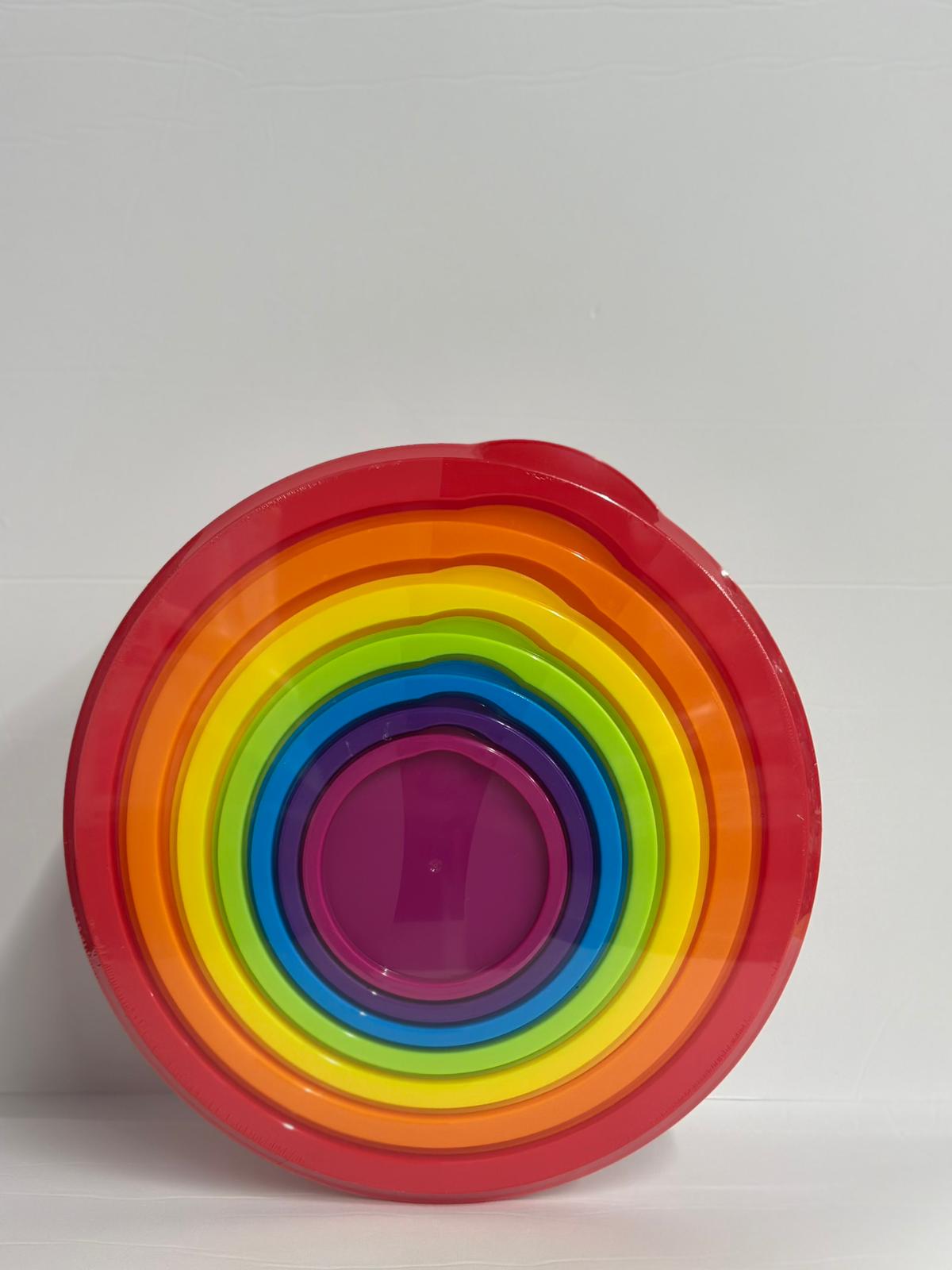 סט 7 קופסאות פלסטיק עגולים צבעוניים