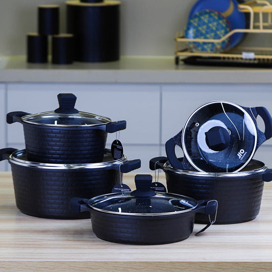 طقم طناجر 10 قطع جرانيت ثقيل اسود