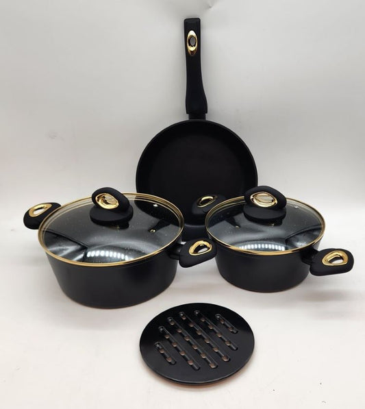 طقم 6 قطع للطبخ أسود وذهبي betha italia