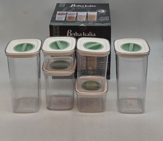 طقم 6 علب بلاستيك مع غطاء محكم الاغلاق betha italia