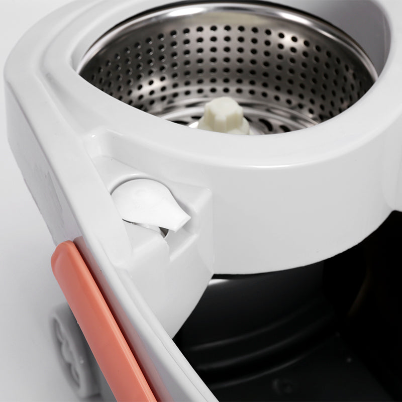 طقم ممسحة دوّارة بدواسة مع جردل وسلة ستانلس ستيل