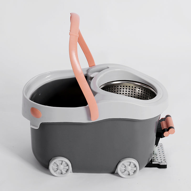 طقم ممسحة دوّارة بدواسة مع جردل وسلة ستانلس ستيل