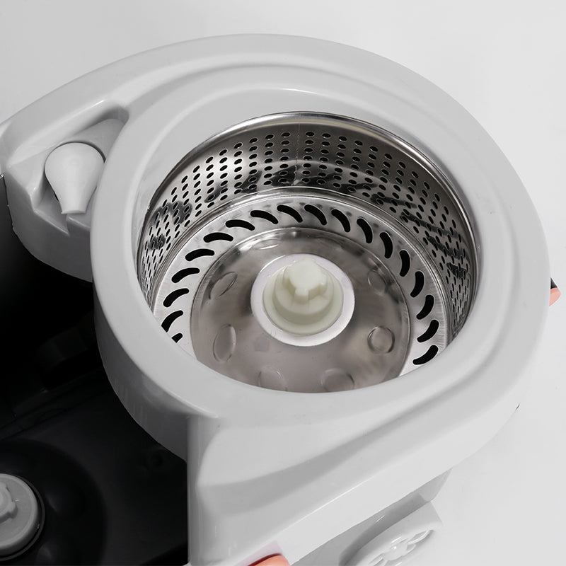 طقم ممسحة دوّارة بدواسة مع جردل وسلة ستانلس ستيل