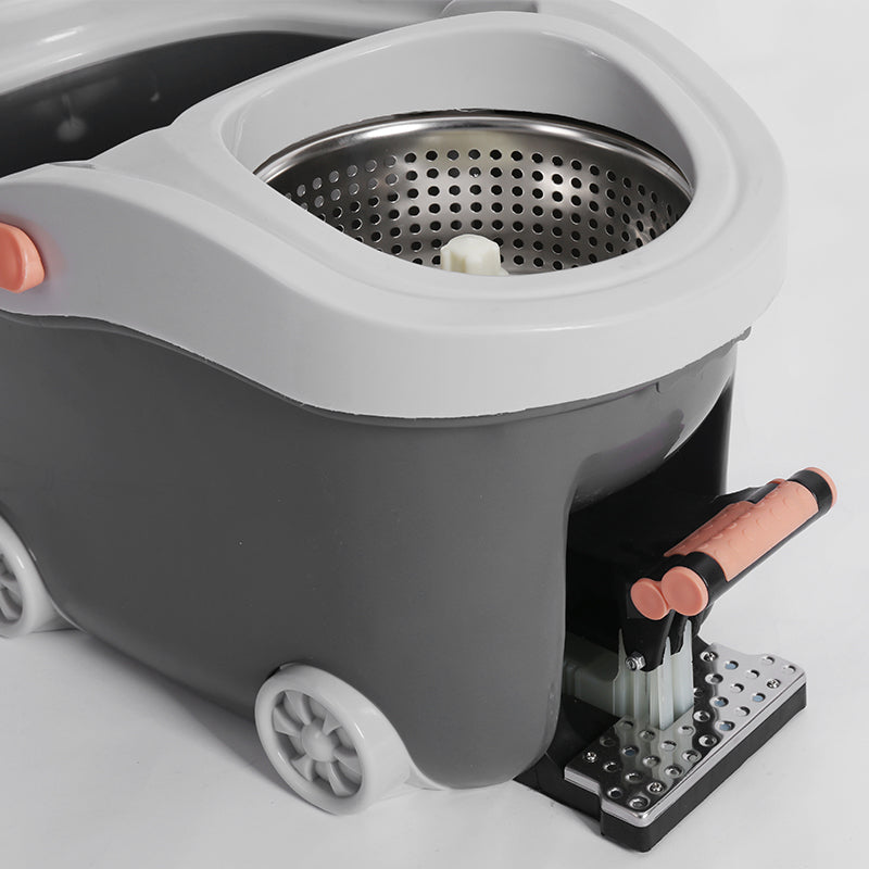 طقم ممسحة دوّارة بدواسة مع جردل وسلة ستانلس ستيل