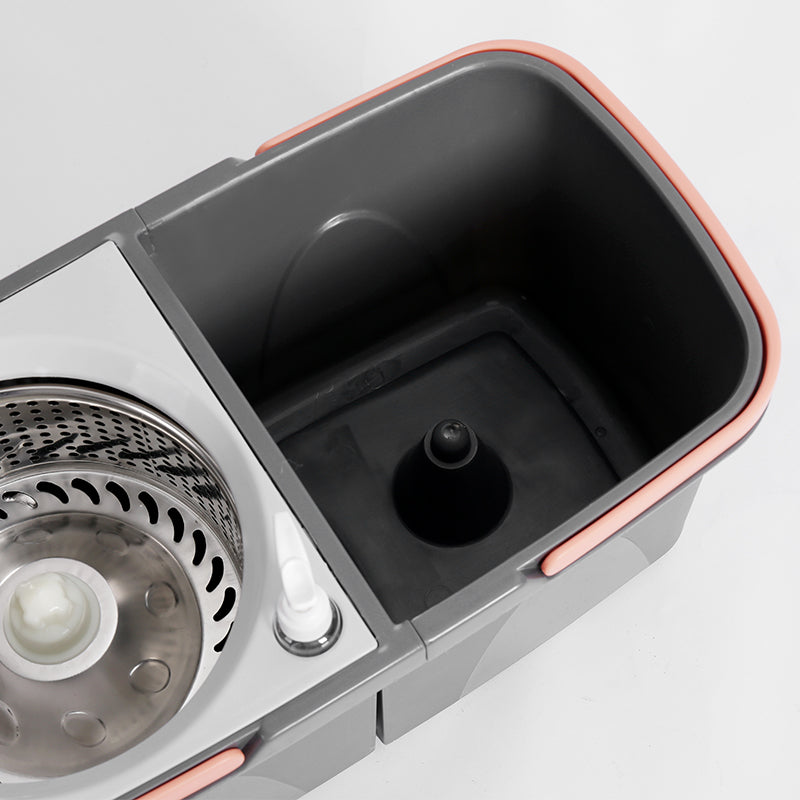 طقم ممسحة دوّارة مع جردل وسلة من الستانلس ستيل