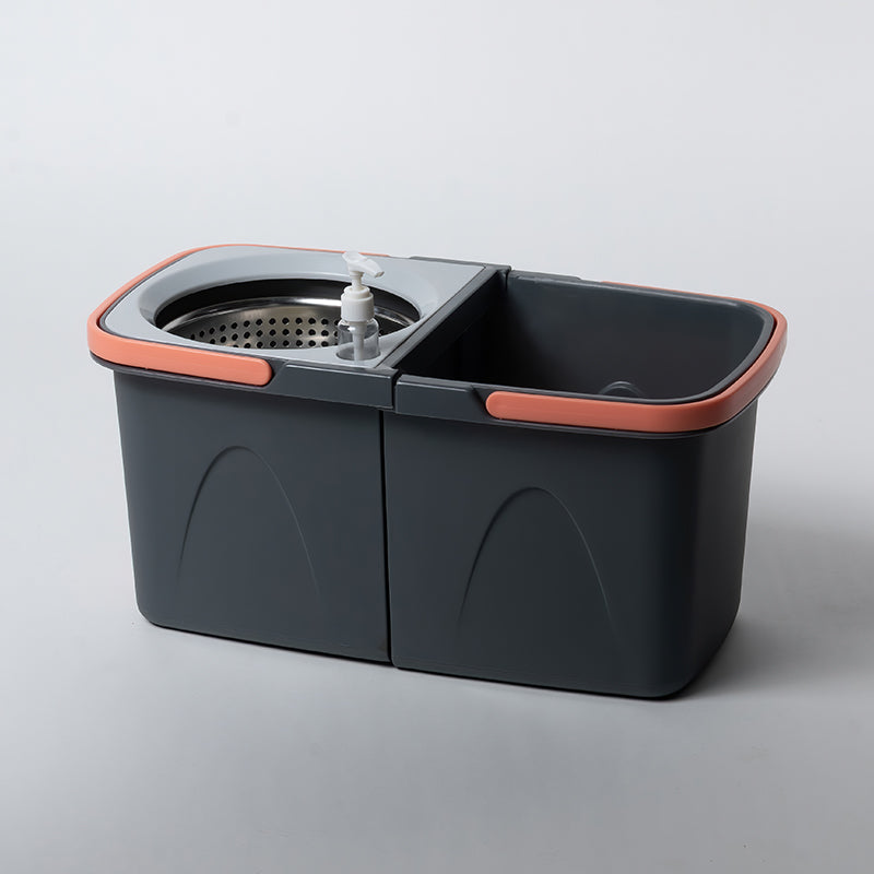 طقم ممسحة دوّارة مع جردل وسلة من الستانلس ستيل